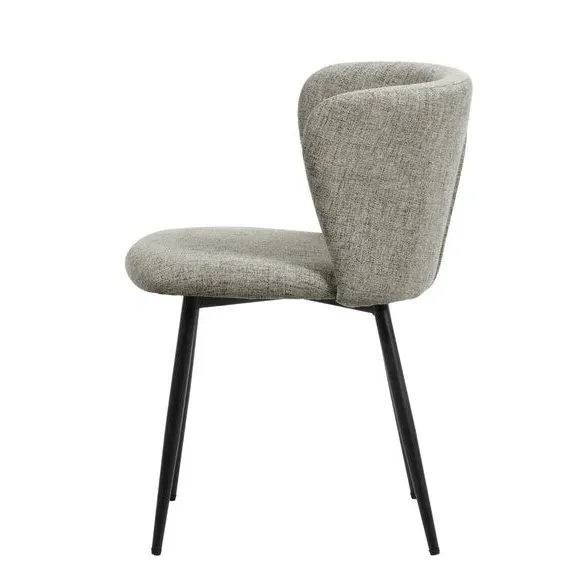 Dining Chair with Curved Back - Grey, Linen