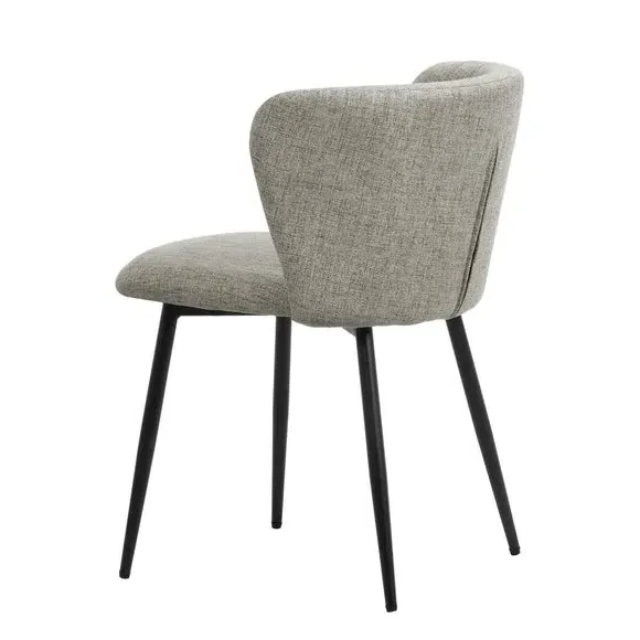 Dining Chair with Curved Back - Grey, Linen
