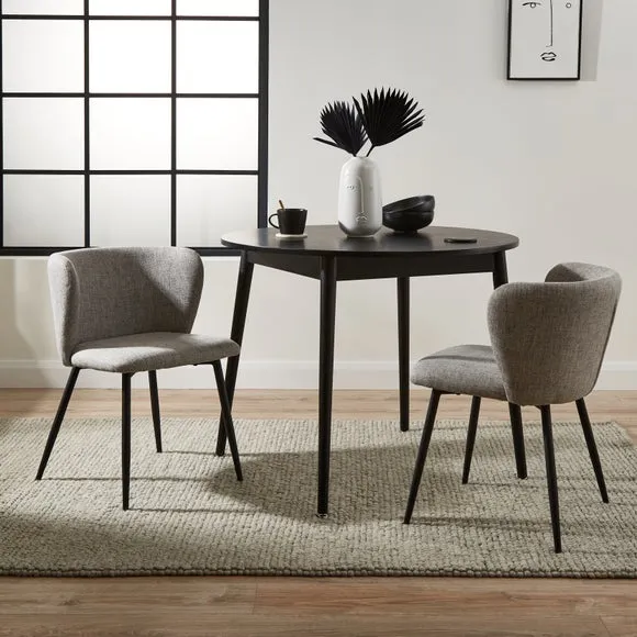 Dining Chair with Curved Back - Grey, Linen image
