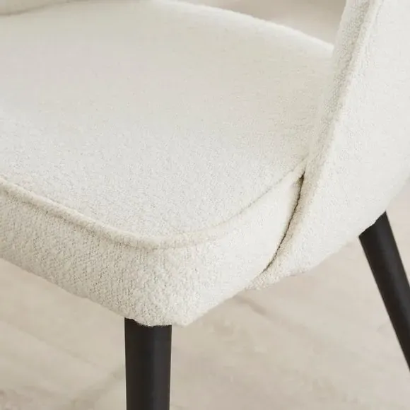 Dining Chair with Curved Back - Ivory, Boucle