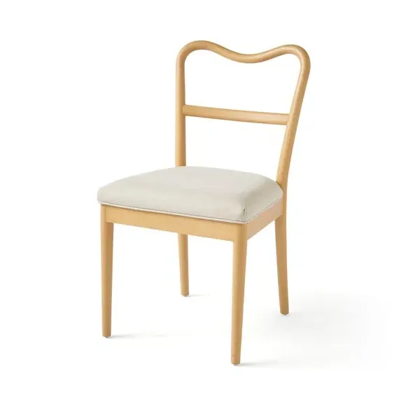 Dining Chair with Curved Back - Light Wood, Fabric
