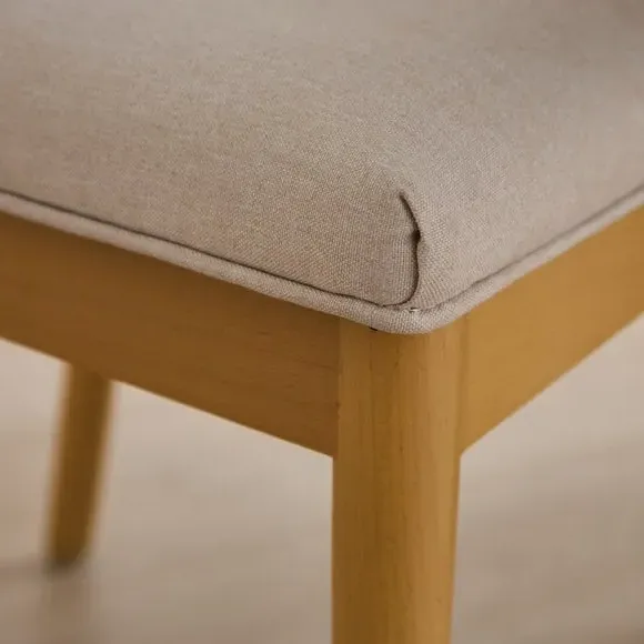 Dining Chair with Curved Back - Light Wood, Fabric