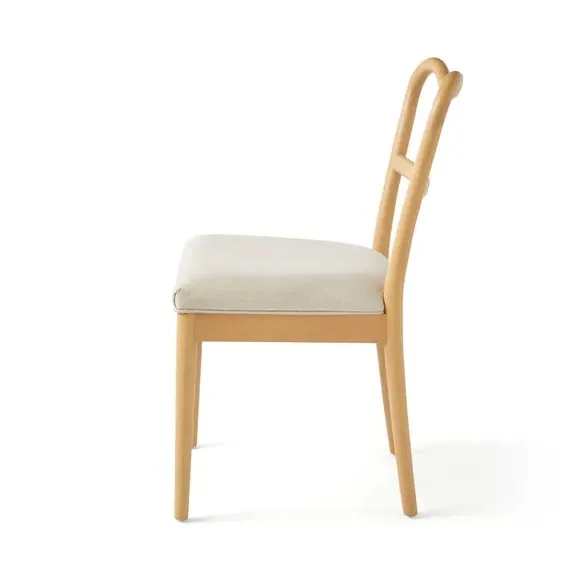 Dining Chair with Curved Back - Light Wood, Fabric