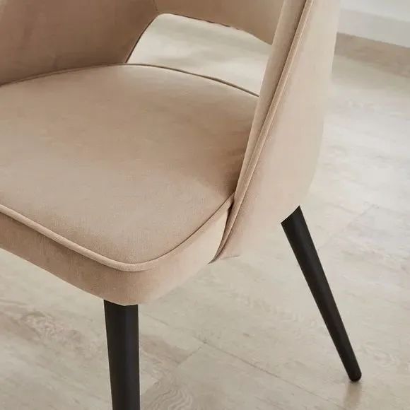 Dining Chair with Curved Back - Mink, Velvet