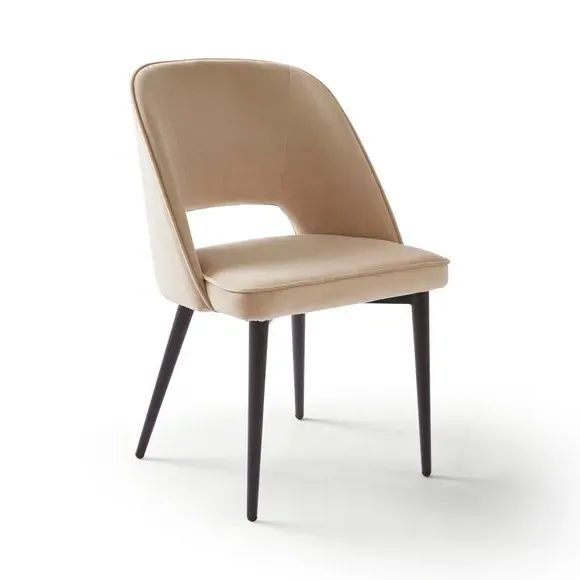 Dining Chair with Curved Back - Mink, Velvet