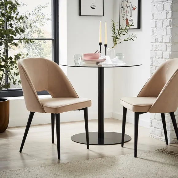 Dining Chair with Curved Back - Mink, Velvet