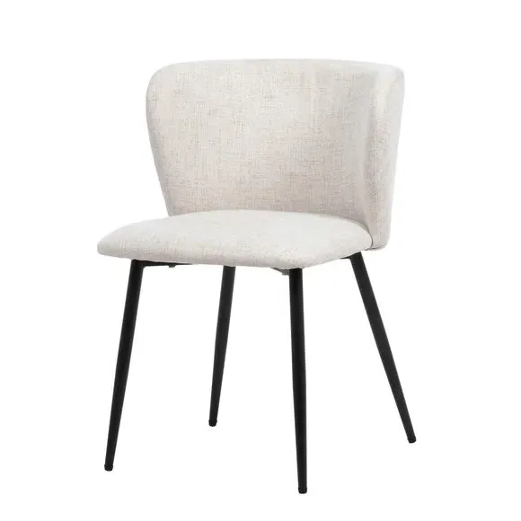 Dining Chair with Curved Back - Natural, Linen