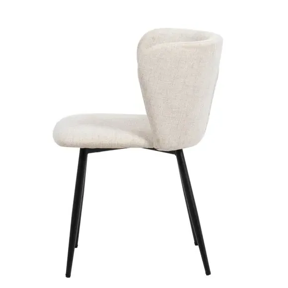 Dining Chair with Curved Back - Natural, Linen