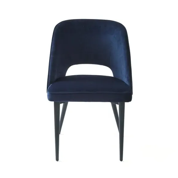 Dining Chair with Curved Back - Navy, Velvet