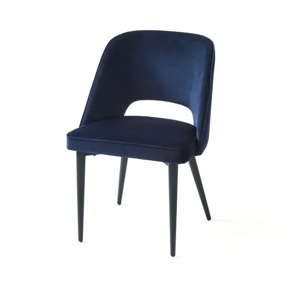 Dining Chair with Curved Back - Navy, Velvet