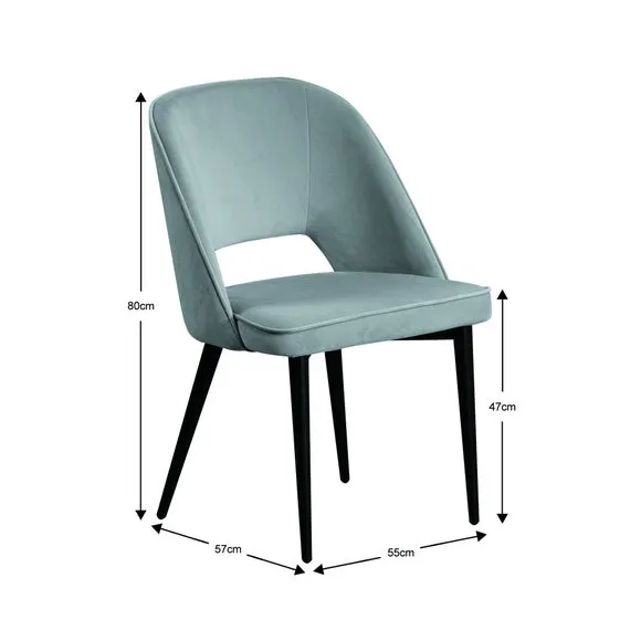 Dining Chair with Curved Back - Navy, Velvet