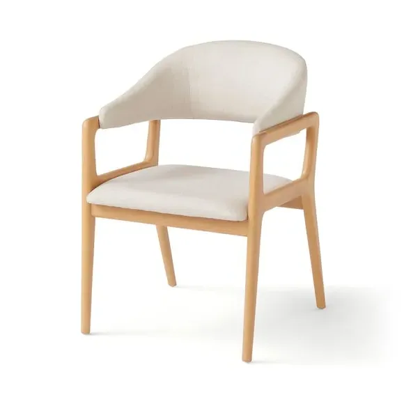 Dining Chair with Curved Back - Oak, Fabric