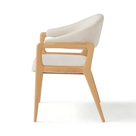 Dining Chair with Curved Back - Oak, Fabric