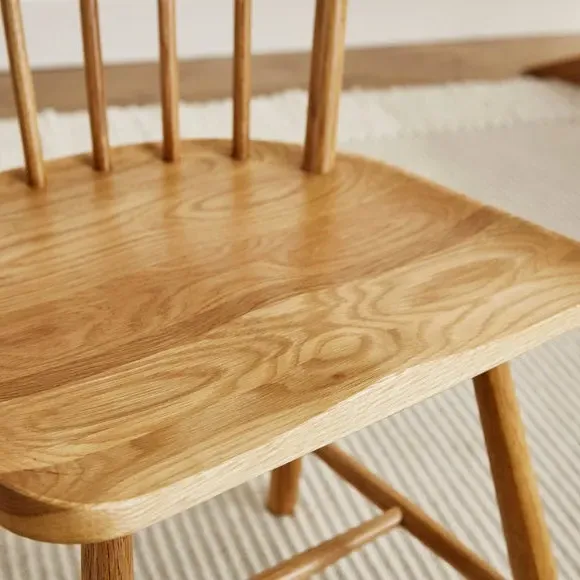 Dining Chair with Curved Back - Oak, Solid Wood