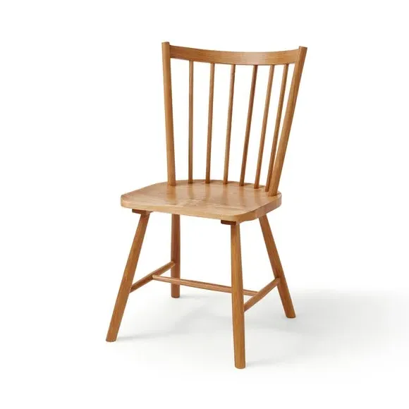 Dining Chair with Curved Back - Oak, Solid Wood