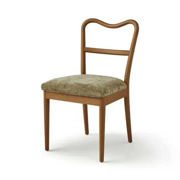 Dining Chair with Curved Back - Olive, Chenille