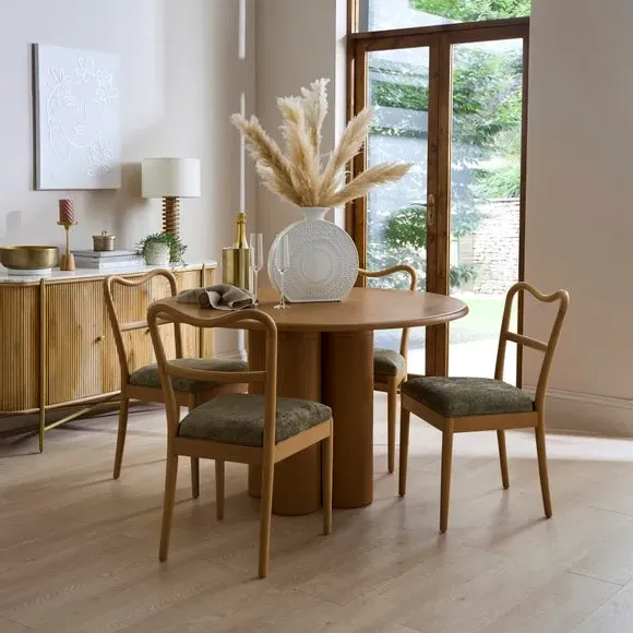 Dining Chair with Curved Back - Olive, Chenille