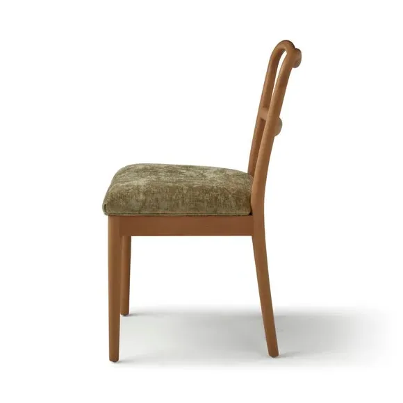 Dining Chair with Curved Back - Olive, Chenille
