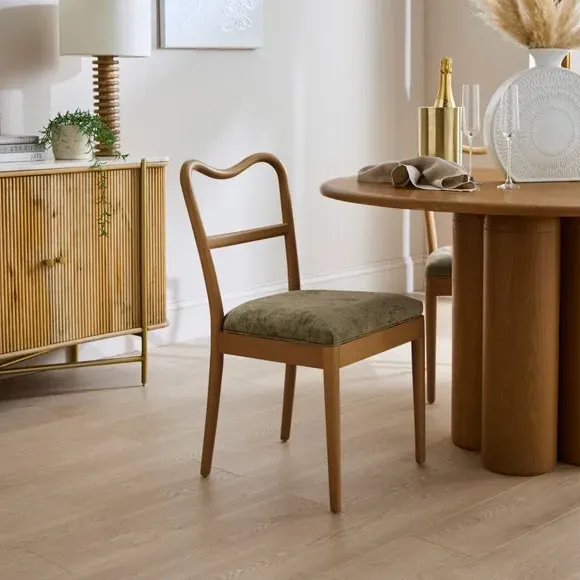 Dining Chair with Curved Back - Olive, Chenille image