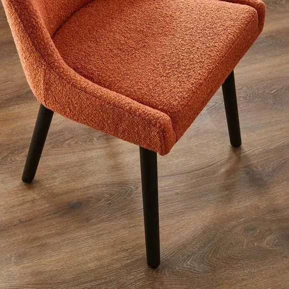 Dining Chair with Curved Back - Orange, Boucle