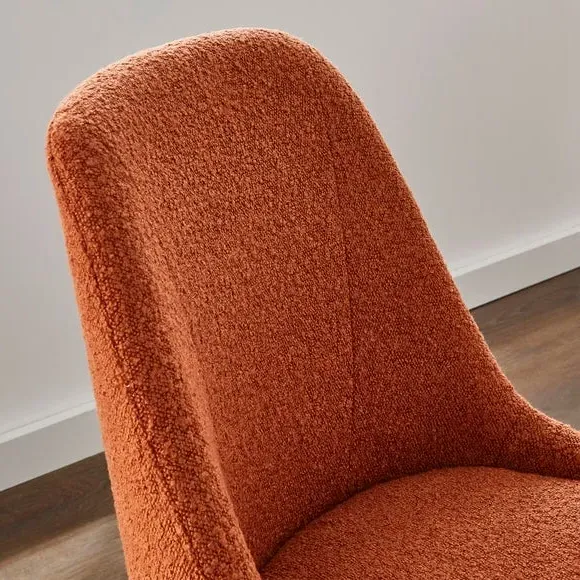 Dining Chair with Curved Back - Orange, Boucle