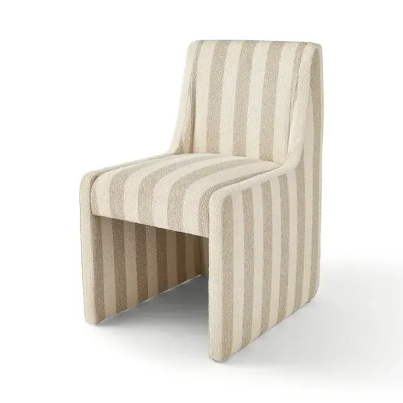 Dining Chair with Cushioned Seat - Natural, Boucle