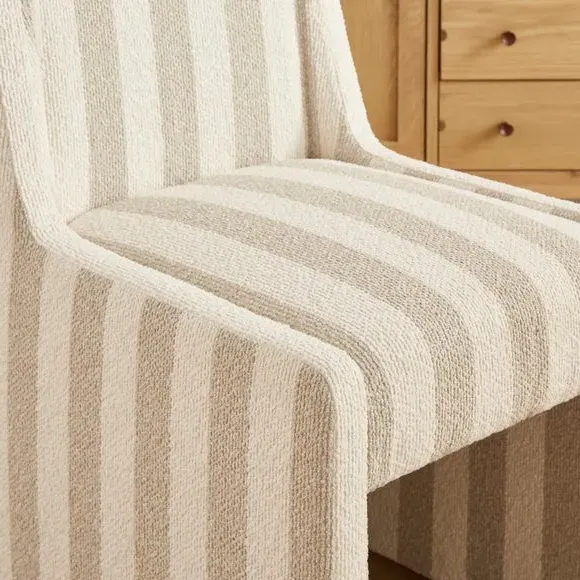 Dining Chair with Cushioned Seat - Natural, Boucle
