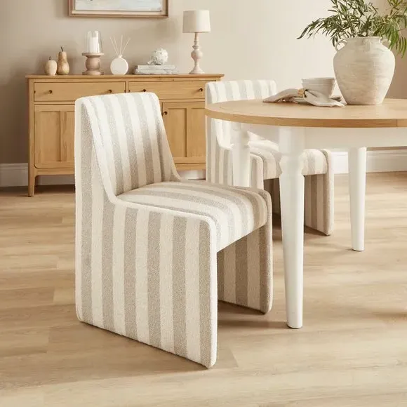 Dining Chair with Cushioned Seat - Natural, Boucle image