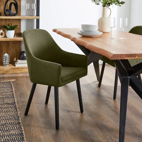 Dining Chair with Cushioned Seat - Olive, Fabric image