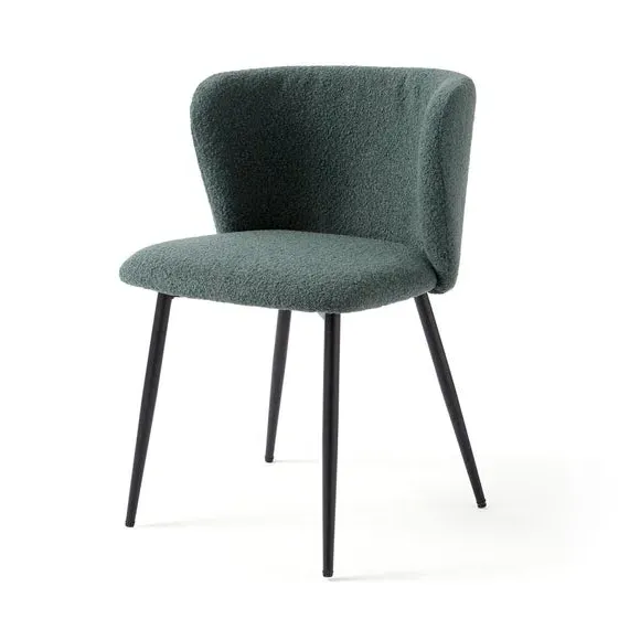 Dining Chair with High Back - Olive, Boucle