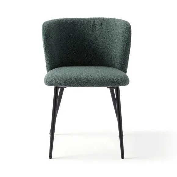 Dining Chair with High Back - Olive, Boucle