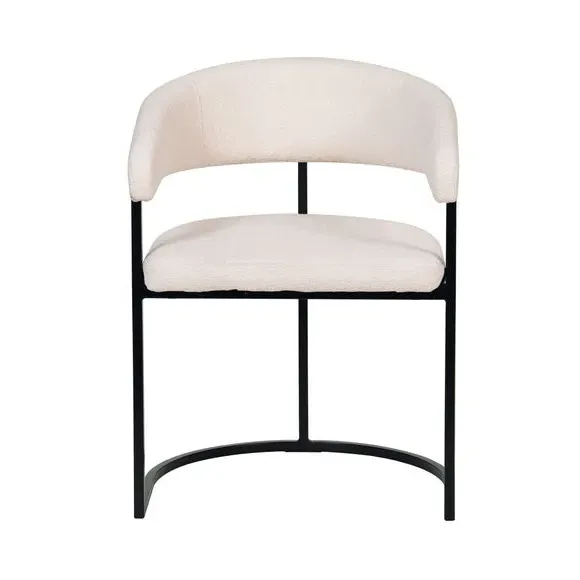 Dining Chair with Metal Legs - Ivory, Boucle