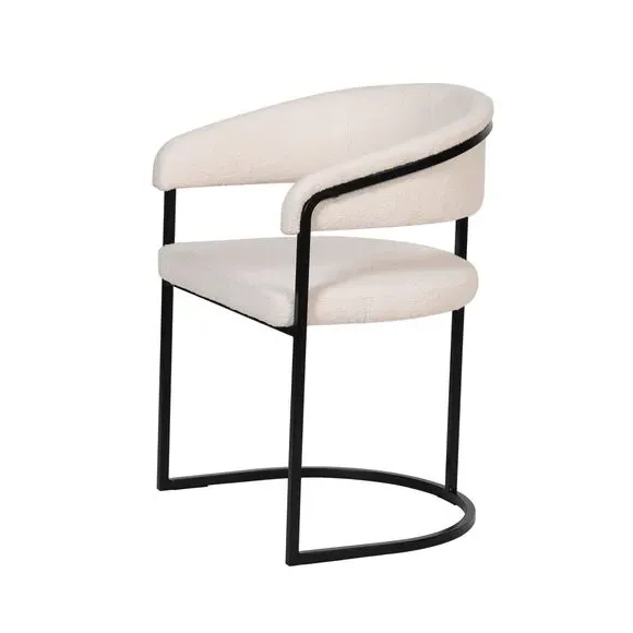 Dining Chair with Metal Legs - Ivory, Boucle
