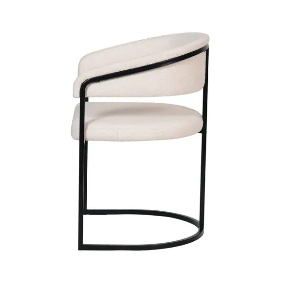 Dining Chair with Metal Legs - Ivory, Boucle