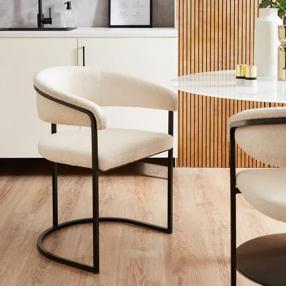 Dining Chair with Metal Legs - Ivory, Boucle image