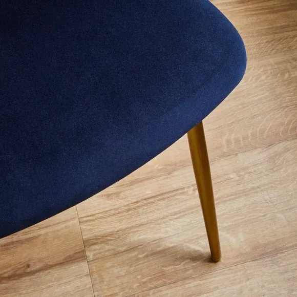 Dining Chair with Pleated Back - Blue, Velvet