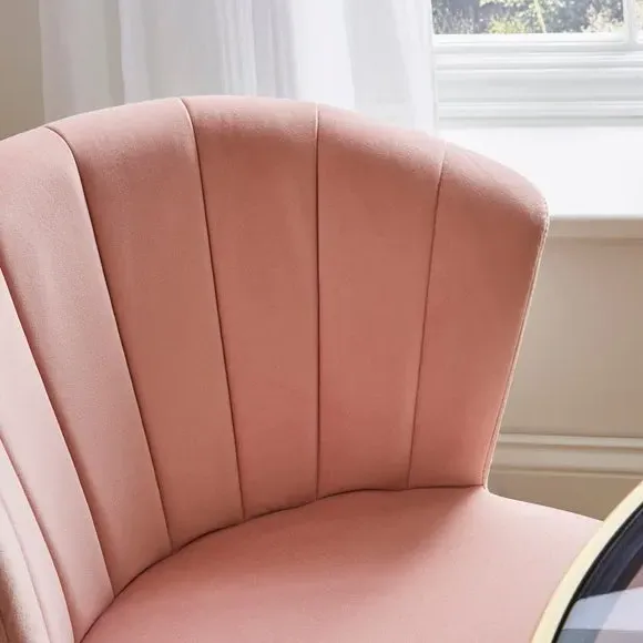 Dining Chair with Pleated Back - Blush, Velvet