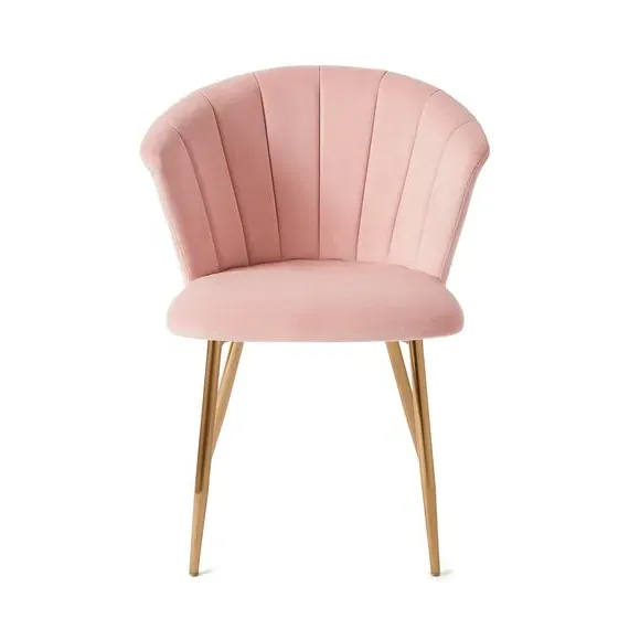 Dining Chair with Pleated Back - Blush, Velvet
