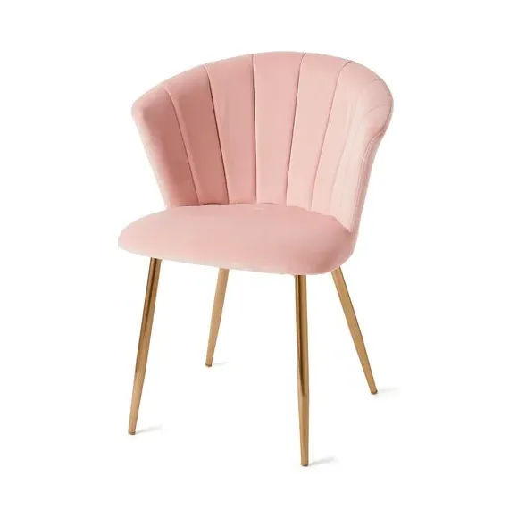 Dining Chair with Pleated Back - Blush, Velvet