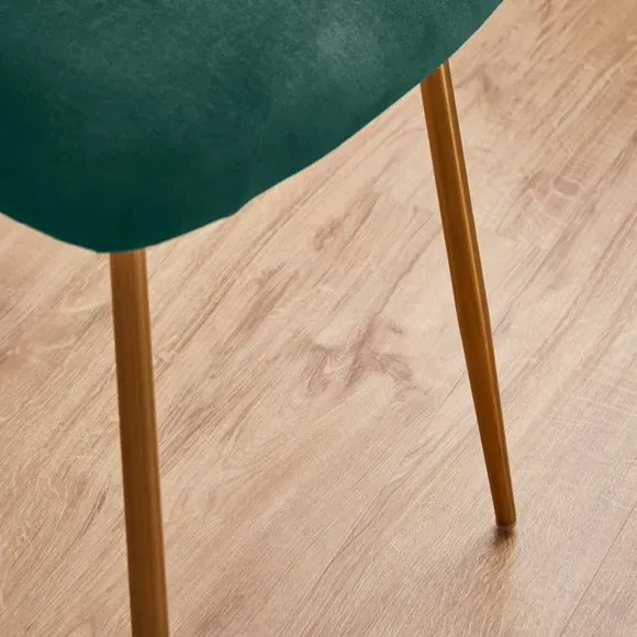 Dining Chair with Pleated Back - Green, Velvet