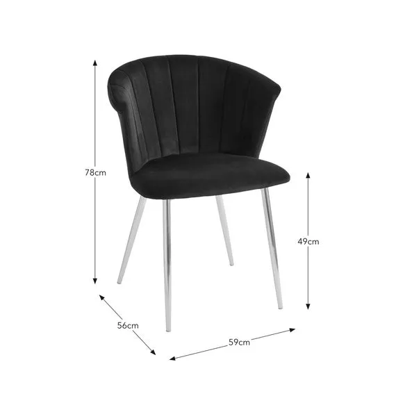 Dining Chair with Pleated Back - Green, Velvet