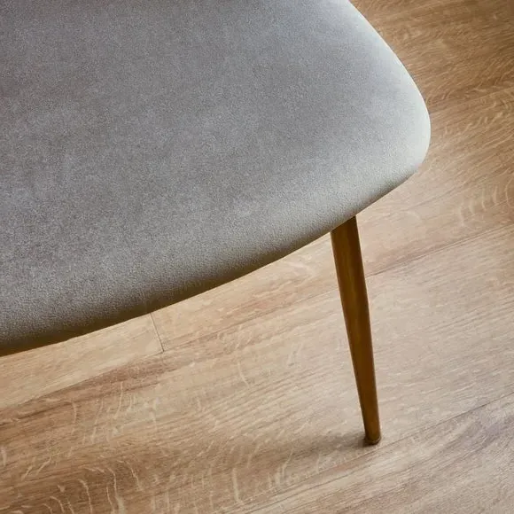 Dining Chair with Pleated Back - Grey, Velvet