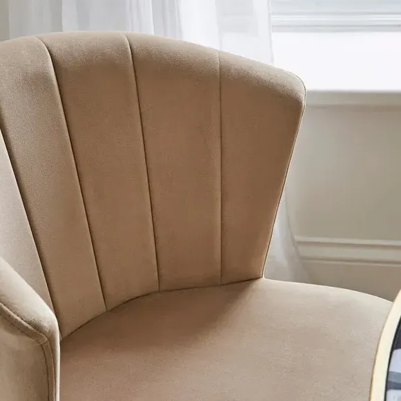 Dining Chair with Pleated Back - Mink, Velvet