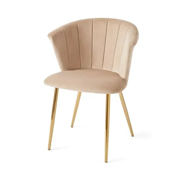 Dining Chair with Pleated Back - Mink, Velvet
