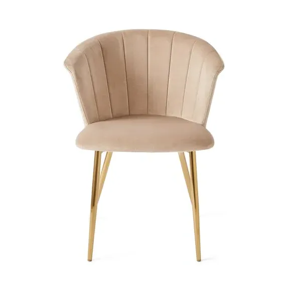 Dining Chair with Pleated Back - Mink, Velvet