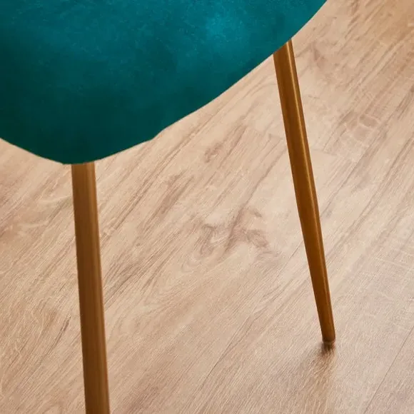 Dining Chair with Pleated Back - Teal, Velvet