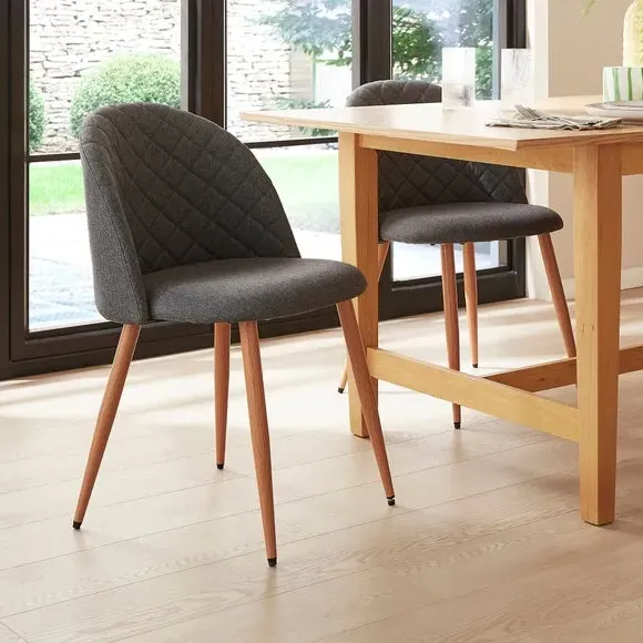 Dining Chair with Quilted Back - Charcoal, Fabric image