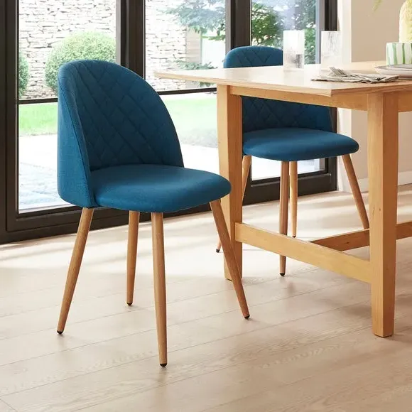 Dining Chair with Quilted Back - Teal, Fabric