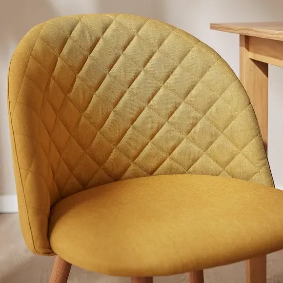 Dining Chair with Quilted Back - Yellow, Fabric