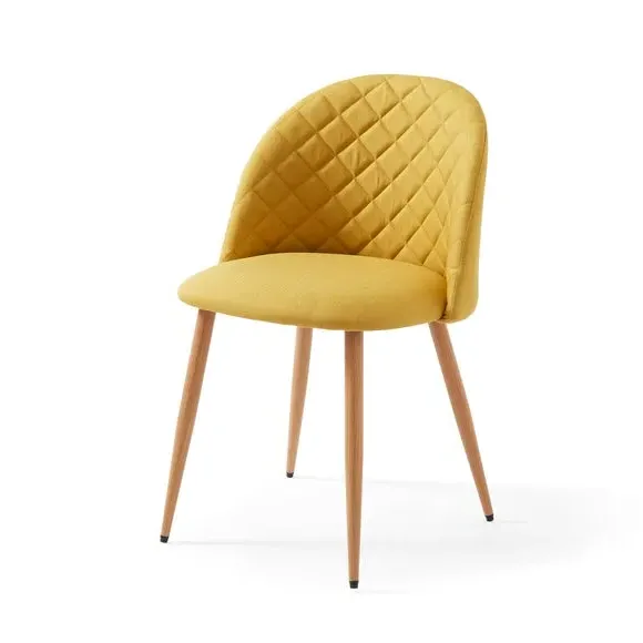 Dining Chair with Quilted Back - Yellow, Fabric